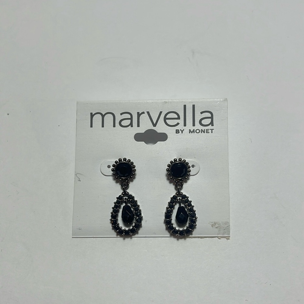 Marcella by Monet Black with Silver Tone Stud Earrings